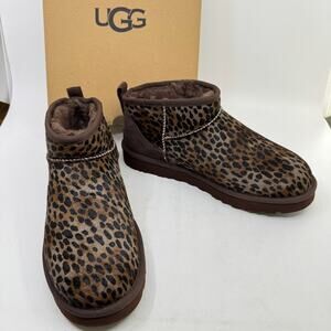 NWT UGG Classic Ultra Mini Caspian Spotted Cheetah Print Calf Hair Booties
